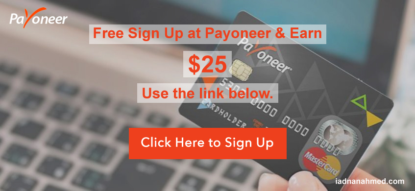 sign up payoneer and earn 25 dollar